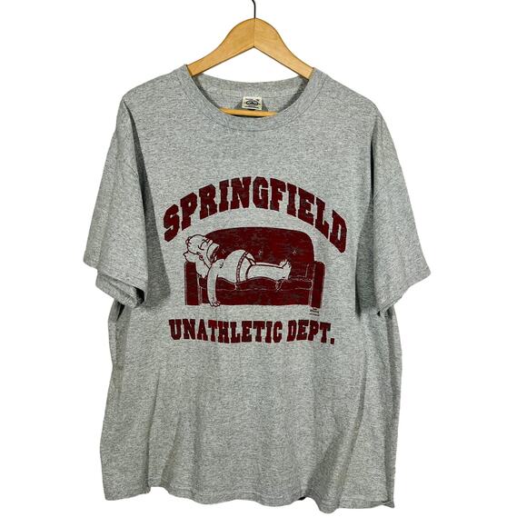 Vintage 2002 Simpsons Unathletic Dept Tee Short Sleeve Velvet Finish Red - XL - Picture 1 of 5
